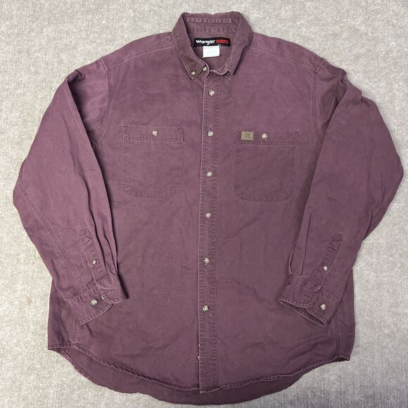 Wrangler Shirt Mens L Purple Riggs Workwear Long Sleeve Button Up Western Cowboy - Picture 1 of 5